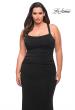 Picture of: Ruched Long Jersey Plus Dress with Square Neckline in Black, Style: 29590, Detail Picture 2