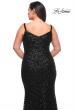 Picture of: Thick Line Sequin Print Plus Size Gown with V Neck in Black, Style: 29622, Detail Picture 2