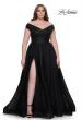 Picture of: A-Line Tulle Off the Shoulder Plus Size Dress with Slit in Black, Style: 32204, Detail Picture 2