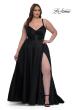 Picture of: Simple A-line Mikado Plus Dress with Slit in Black, Style: 33075, Detail Picture 2
