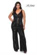 Picture of: Sequin Plus SIze Jumpsuit with Plunging Neckline in Black, Style: 29003, Detail Picture 3