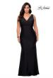 Picture of: Neon Plus Size Jersey Dress with Faux Wrap Bodice in Black, Style: 29016, Detail Picture 3