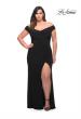 Picture of: Matte Jersey Long Plus Dress with Ruching and Slit in Black, Style: 29663, Detail Picture 3