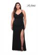 Picture of: Net Jersey Long Plus Dress with Tie Side in Black, Style: 29900, Detail Picture 3