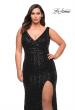 Picture of: Long Sequin Plus Size Dress with Banded Waist in Black, Style: 30182, Detail Picture 3
