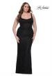 Picture of: Fitted Beaded Lace Plus Size Prom Dress with Illusion Waist in Black, Style: 31535, Detail Picture 3