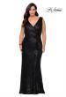Picture of: Long Sequin Plus Size Prom Gown with V-Neck in Black, Style: 28770, Detail Picture 4