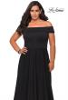 Picture of: Off The Shoulder Plus Size Dress with Leg Slit in Black, Style: 29007, Detail Picture 4