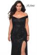 Picture of: Sequin Plus Size Dress with Off the Shoulder Detail in Black, Style: 29023, Detail Picture 4