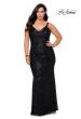 Picture of: Sequined Curvy Prom Dress with Criss Cross Back in Black, Style: 29037, Detail Picture 4