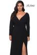 Picture of: Long Sleeve Curvy Prom Dress with Ruching in Black, Style: 29044, Detail Picture 4