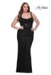 Picture of: Fitted Beaded Lace Plus Size Prom Dress with Illusion Waist in Black, Style: 31535, Detail Picture 4