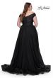 Picture of: A-Line Tulle Off the Shoulder Plus Size Dress with Slit in Black, Style: 32204, Detail Picture 4