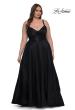 Picture of: Simple A-line Mikado Plus Dress with Slit in Black, Style: 33075, Detail Picture 4