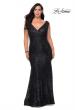 Picture of: Curvy Stretch Lace Dress with V-Neck and Rhinestones in Black, Style: 28837, Detail Picture 5