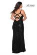Picture of: Sequined Curvy Prom Dress with Criss Cross Back in Black, Style: 29037, Detail Picture 5