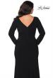 Picture of: Long Sleeve Curvy Prom Dress with Ruching in Black, Style: 29044, Detail Picture 5