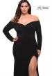 Picture of: Long Sleeve Off the Shoulder Plus Size Gown in Black, Style: 29530, Detail Picture 5