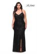 Picture of: Sequin Long Plus Gown with V Neck and Slit in Black, Style: 29579, Detail Picture 5