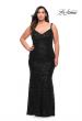 Picture of: Thick Line Sequin Print Plus Size Gown with V Neck in Black, Style: 29622, Detail Picture 5