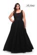 Picture of: A-line Tulle and Lace Plus Size Gown with Slit in Black, Style: 29070, Detail Picture 6