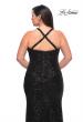 Picture of: Sequin Long Plus Gown with V Neck and Slit in Black, Style: 29579, Detail Picture 6