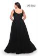 Picture of: A-line Tulle and Lace Plus Size Gown with Slit in Black, Style: 29070, Detail Picture 7