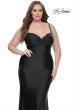 Picture of: Ruched Jersey Plus Size Dress with Lace Up Back in Black, Style: 31632, Detail Picture 7