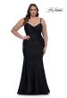 Picture of: Chic Plus Size Dress with Ruching and Rhinestone Neckline Detail in Black, Style: 33057, Detail Picture 7