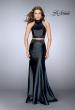 Picture of: Vegan Leather Two Piece Prom Dress and Open Back in Black, Style: 24754, Main Picture