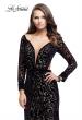 Picture of: Velvet Long Sleeve Prom Dress with Open Back and Deep V in Black, Style: 25497, Main Picture