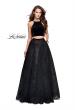 Picture of: Two Piece Long Ball Gown with Velvet Top and Open Back in Black, Style: 25592, Main Picture