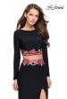 Picture of: Long Sleeve Two Piece Dress with Floral Applique in Black, Style: 25695, Main Picture