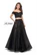 Picture of: Off the Shoulder Two Piece Gown with Polka Dot Print in Black, Style: 26110, Main Picture