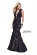Picture of: Long Beaded Lace Mermaid Prom Dress with Open Back in Black, Style: 26120, Main Picture