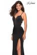 Picture of: Form Fitting Prom Dress with Tape Beaded Straps in Black, Style: 27060, Main Picture