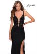 Picture of: Long Lace Prom Dress with Plunging Neckline in Black, Style: 28648, Main Picture