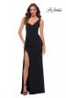 Picture of: Chic One Shoulder Jersey Gown with Lace Up Back in Black, Style 29612, Main Picture