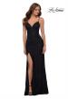 Picture of: Sleek Lace Long Dress with Sheer Sides and Open Back in Black, Style 29694, Main Picture
