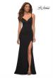 Picture of: Simple Jersey Gown with V Neckline and Slit in Black, Main Picture