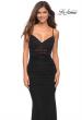 Picture of: Long Jersey Dress with Sheer Corset Bodice in Black, Main Picture