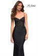 Picture of: Jewel Tone Jersey Gown with Sheer Lace Bodice in Black, Main Picture