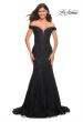 Picture of: Mermaid Lace Off the Shoulder Gown with Sheer Back in Black, Main Picture