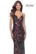 Picture of: Multi Color Print Sequin Dress with Lace Up Back in Black, Style: 31206, Main Picture