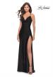 Picture of: Drape Neckline Jeweled Jersey Prom Dress with High Slit in Black, Style: 31221, Main Picture