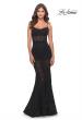 Picture of: Romper Lace Dress with Sheer Skirt and Lace Up Back in Black, Style: 31253, Main Picture