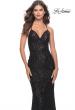 Picture of: Beaded Lace Long Dress with Illusion Bodice in Black, Style: 31359, Main Picture