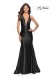 Picture of: Trumpet Liquid Jersey Dress with Deep V Mesh Neckline in Black, Style: 31377, Main Picture