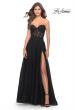 Picture of: Rhinestone Tulle A-Line Gown with Lace Bodice in Black, Style: 31525, Main Picture