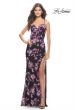 Picture of: Floral Print Sequin Lace Dress with High Slit in Black, Style: 31597, Main Picture